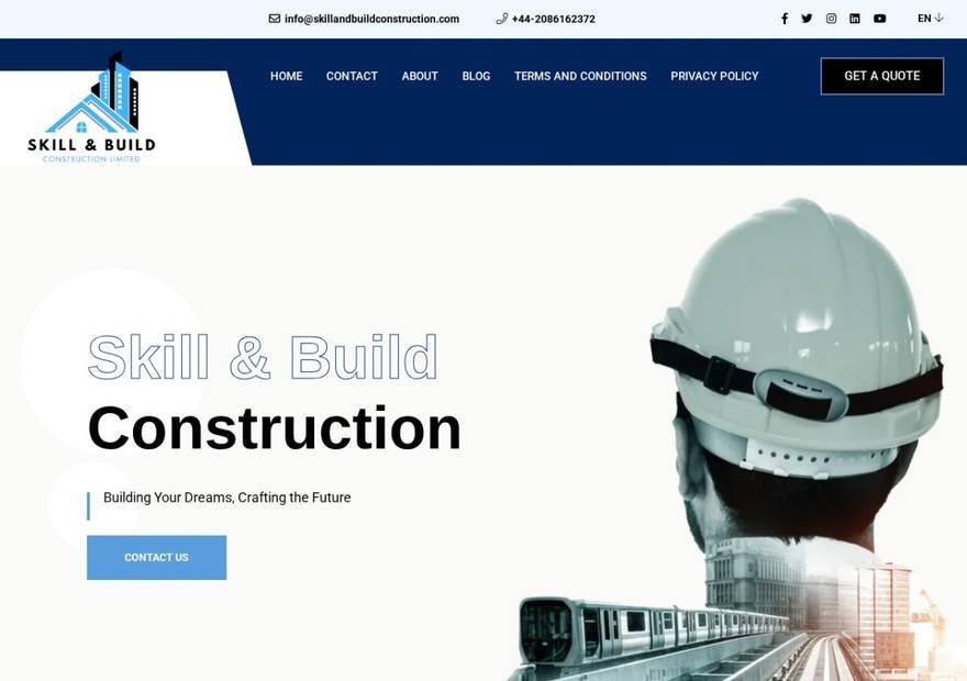 Skill and Build Construction website homepage design — Trades & Home Services