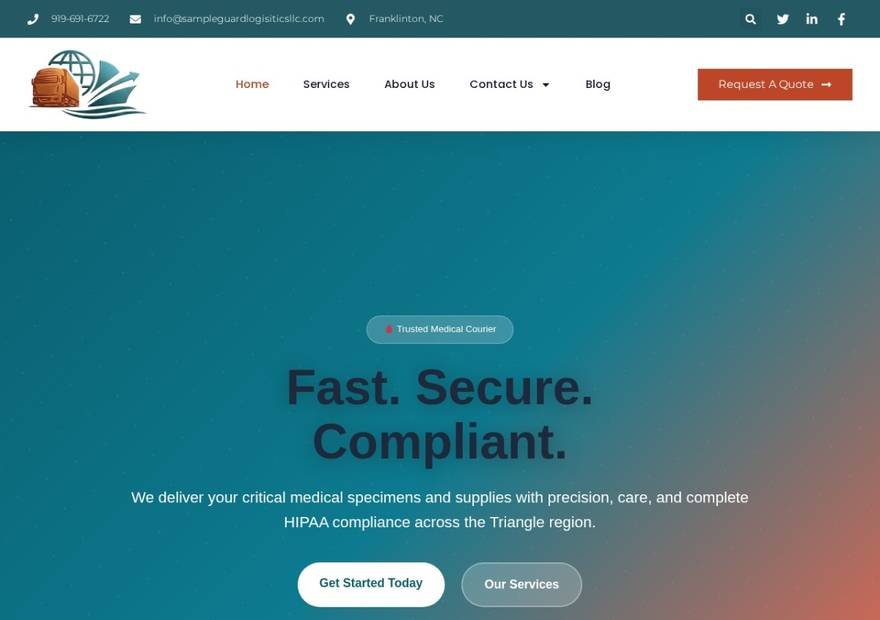 Sample Guard Logistics LLC website homepage design — Logistics & Courier