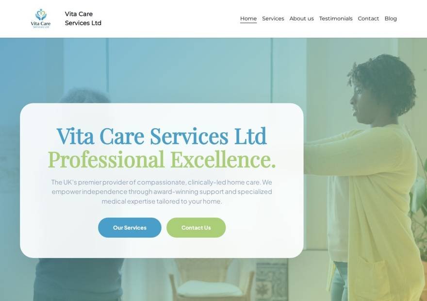 Vita Care Services Ltd website homepage design — Travel & Health